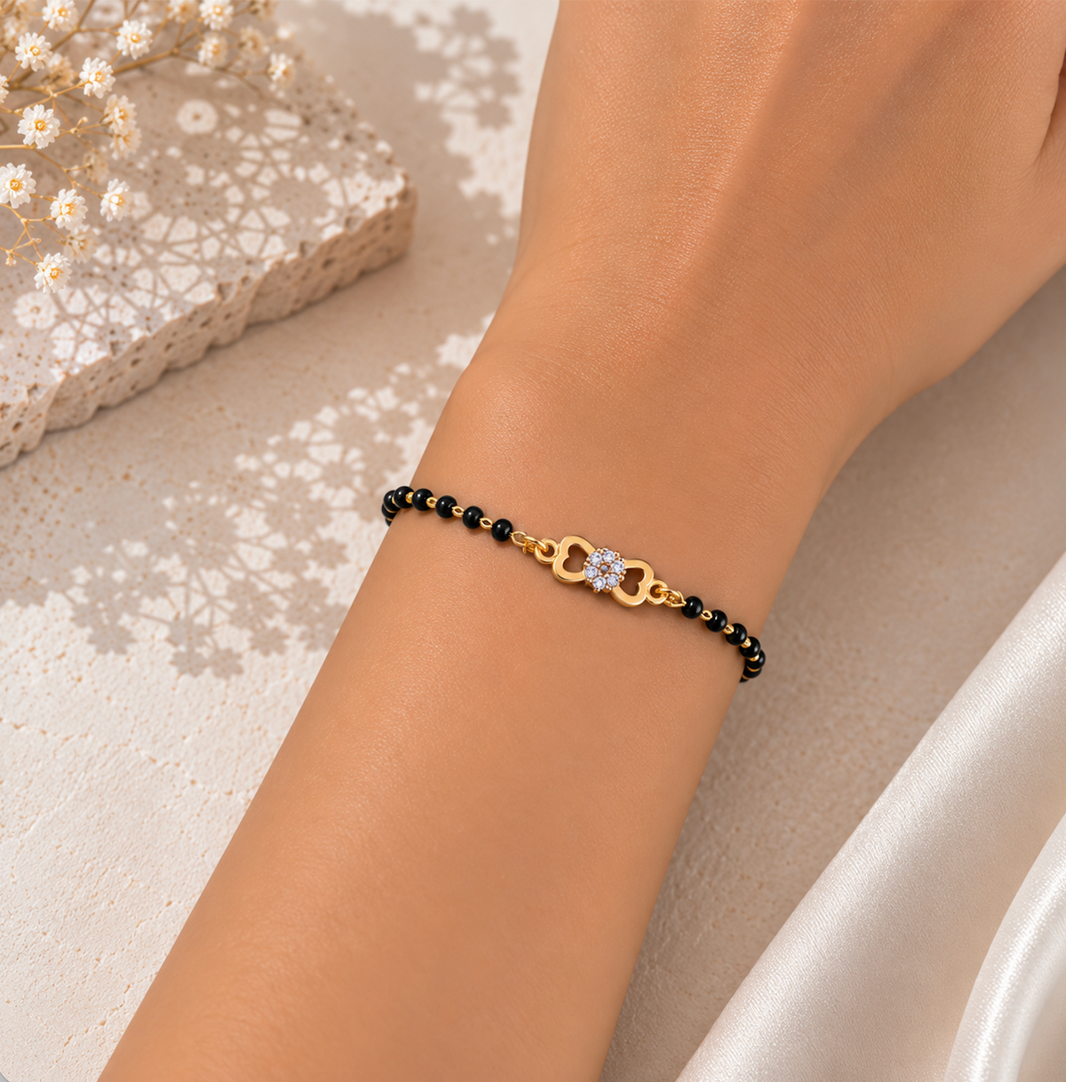 Sneha Twin-Heart Mangalsutra Bracelet
