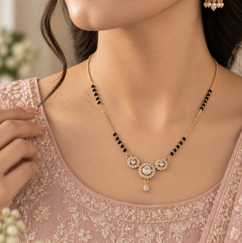 Trina Triple-Halo Mangalsutra